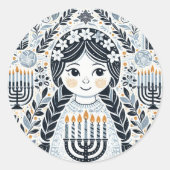 Festival of Lights: Hanukkah Sameach Stickers  ラウンドシール (正面)