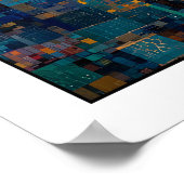 Festival Wall Art Indian Crowd Scene (Orange Blue ポスター (角)