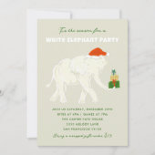 festiveなホワイトエレファントパーティーのイラスト 招待状 (正面)