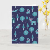  festiveな冬の動物たち カード (黄色い花)