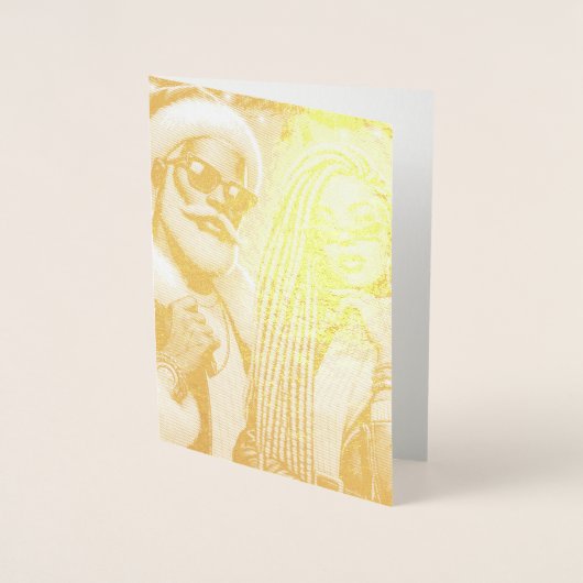  festiveパーティーのサンタ 箔カード (正面)