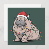  festiveマンタのクリスマスサンタオーシャンラバーコージー シーズンカード (正面/裏面)