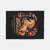 Festive 2026 New Year Crazy Horse Lady Fortune Cow フリースブランケット (正面(横))