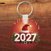 Festive 2027 New Year Design | Red Gold Christmas  キーホルダー (正面)