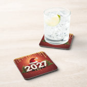 Festive 2027 New Year Design | Red Gold Christmas  コースター (右側)