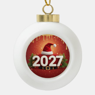 Festive 2027 New Year Design | Red Gold Christmas  セラミックボールオーナメント