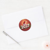 Festive 2027 New Year Design | Red Gold Christmas  ラウンドシール (封筒)