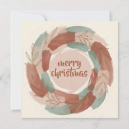 Festive Abstract Wreath Boho Christmas シーズンカード