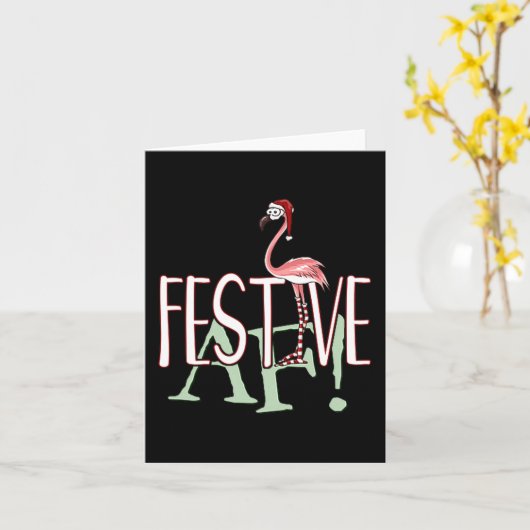 Festive Af Ironic Sarcastic Merry Christmas Flamin カード (黄色い花)