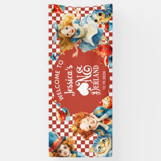 Festive Alice in ONEDERLAND 1st Birthday WELCOME 横断幕 (縦)