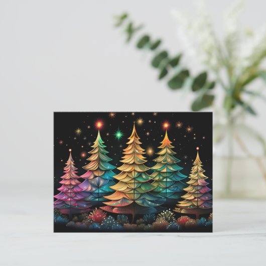 Festive and abstract Christmas Tree Greeting Card ポストカード (スタンド正面)