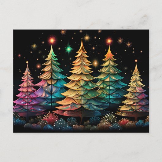 Festive and abstract Christmas Tree Greeting Card ポストカード (正面)