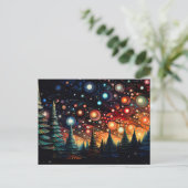 Festive and abstract Christmas Tree Greeting Card ポストカード (スタンド正面)