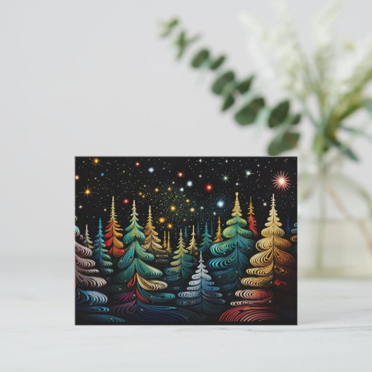 Festive and abstract Christmas Tree Greeting Card ポストカード (スタンド正面)