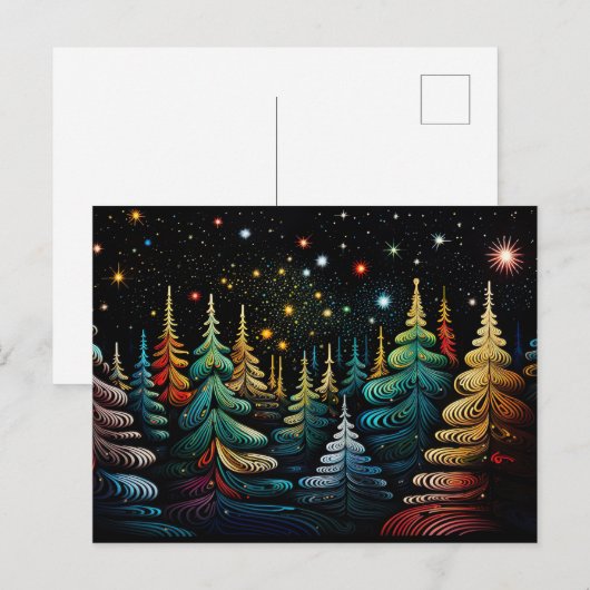Festive and abstract Christmas Tree Greeting Card ポストカード (正面/裏面)