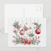 Festive and Elegant Christmas Bauble Card ポストカード (正面/裏面)