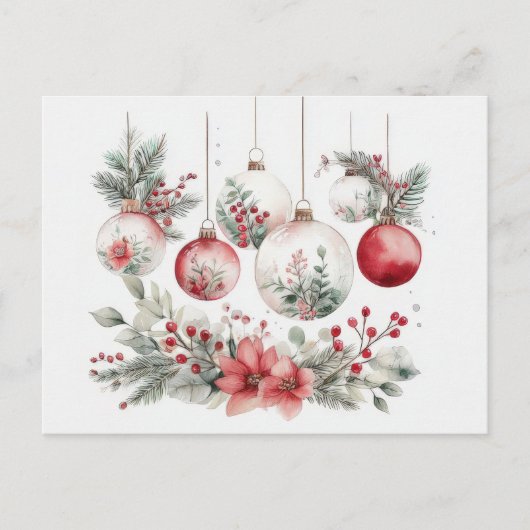 Festive and Elegant Christmas Bauble Card ポストカード (正面)