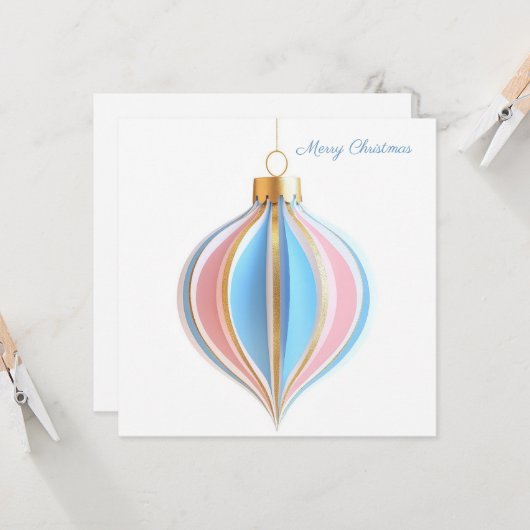 Festive and elegant Christmas Bauble Greeting  カード (正面/裏面インサイチュ)