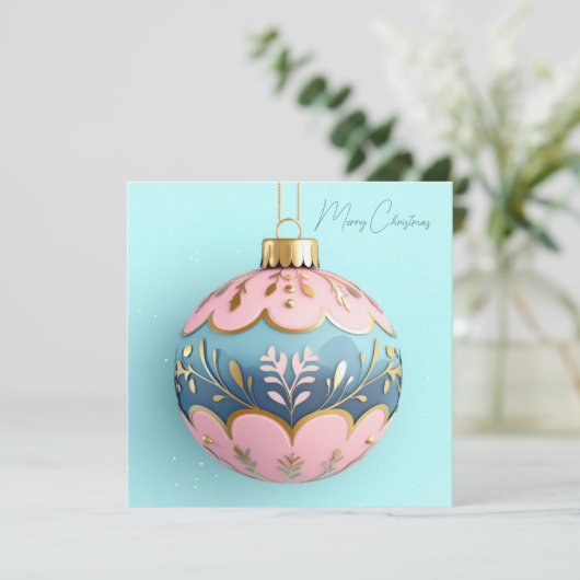 Festive and elegant Christmas Bauble Greeting カード (スタンド正面)