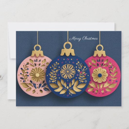 Festive and elegant Christmas Bauble Greeting シーズンカード (正面)