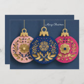 Festive and elegant Christmas Bauble Greeting シーズンカード (正面/裏面)