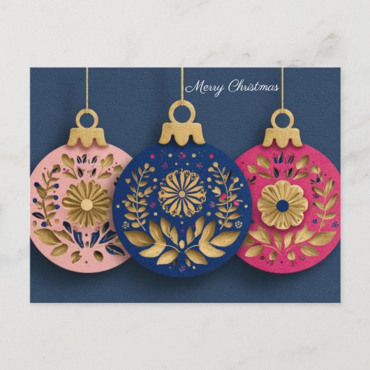 Festive and elegant Christmas Bauble Greeting ポストカード (正面)