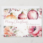 Festive and elegant Christmas Baubles and Flowers カード (正面)