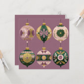 Festive and elegant Christmas Baubles Greeting カード (正面/裏面インサイチュ)