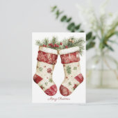 Festive and elegant Christmas Stocking Greeting ポストカード (スタンド正面)