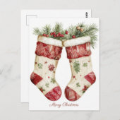 Festive and elegant Christmas Stocking Greeting ポストカード (正面/裏面)