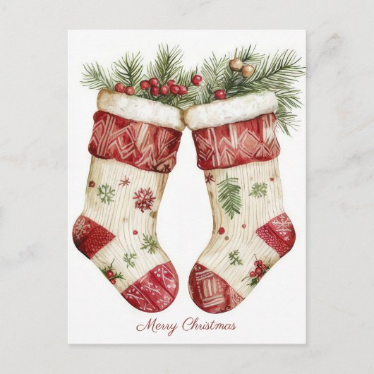 Festive and elegant Christmas Stocking Greeting ポストカード (正面)