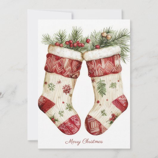 Festive and elegant Christmas Stockings Greeting シーズンカード (正面)