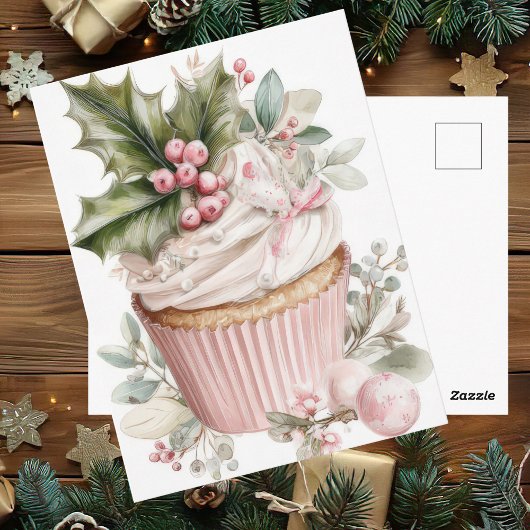 Festive and elegant Pastel Christmas Cupcake ポストカード