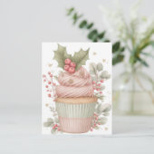 Festive and elegant Pastel Christmas Cupcake ポストカード (スタンド正面)