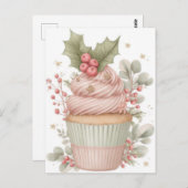 Festive and elegant Pastel Christmas Cupcake ポストカード (正面/裏面)