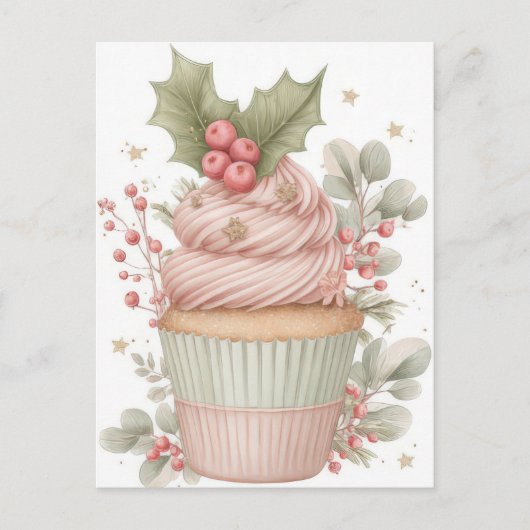 Festive and elegant Pastel Christmas Cupcake ポストカード (正面)