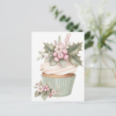 Festive and elegant Pastel Christmas Cupcake ポストカード (スタンド正面)