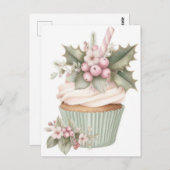 Festive and elegant Pastel Christmas Cupcake ポストカード (正面/裏面)