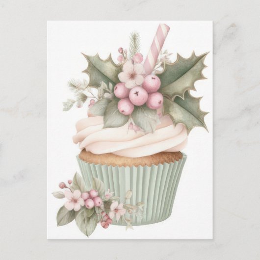 Festive and elegant Pastel Christmas Cupcake ポストカード (正面)