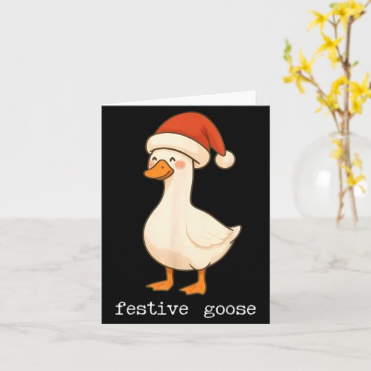 Festive And Mpy Goose Santa Hat Xmas Light Matchin カード (黄色い花)