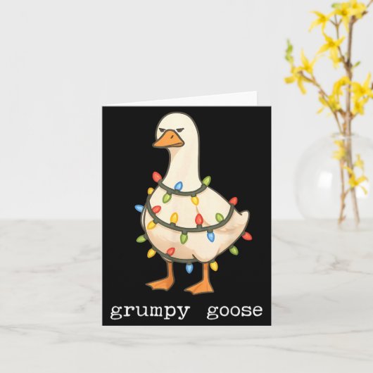 Festive And Mpy Goose Santa Hat Xmas Light Matchin カード (黄色い花)