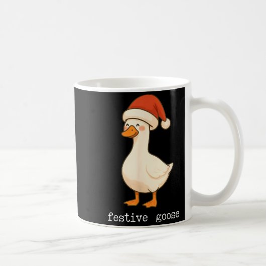 Festive And Mpy Goose Santa Hat Xmas Light Matchin コーヒーマグカップ (右)