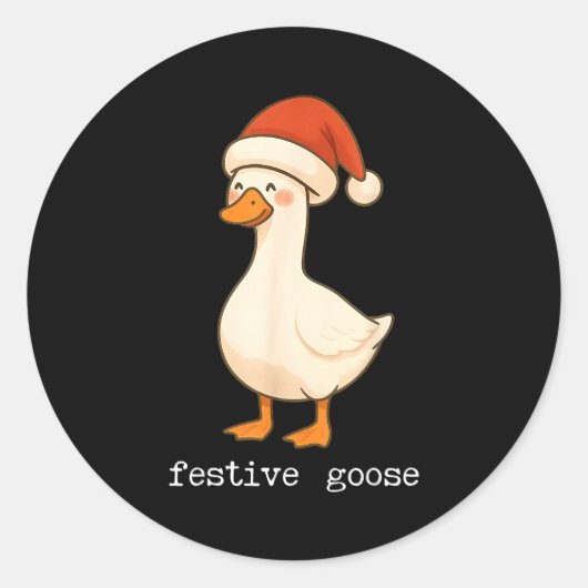Festive And Mpy Goose Santa Hat Xmas Light Matchin ラウンドシール (正面)