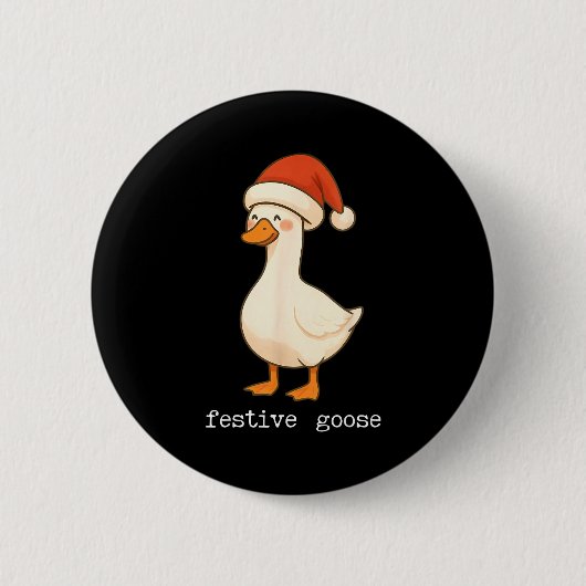 Festive And Mpy Goose Santa Hat Xmas Light Matchin 缶バッジ (正面)