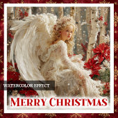 Festive Angel Poinsettia Red Gold Accent Christmas クッション