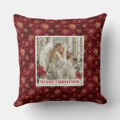 Festive Angel Red Gold Custom Name Christmas Gift クッション (裏面)