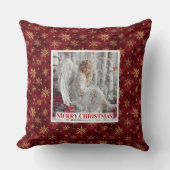 Festive Angel Red Gold Custom Name Christmas Gift クッション (正面)