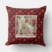 Festive Angel Red Gold Kids Room Decor Best Xmas クッション (正面)