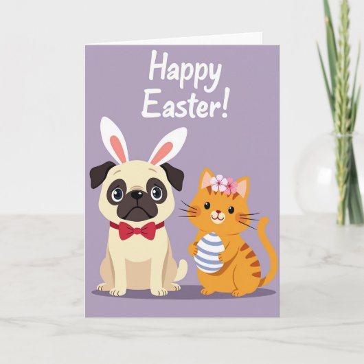 Festive Animal Friends Easter Card カード (正面)