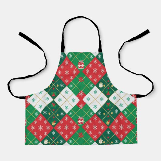 Festive Argyle Cheer Christmas Apron エプロン (正面)
